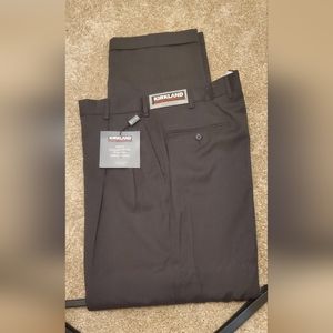COPY - Kirkland Signature Mens Italian wool pleated cuffeddress slacks dark gra…
